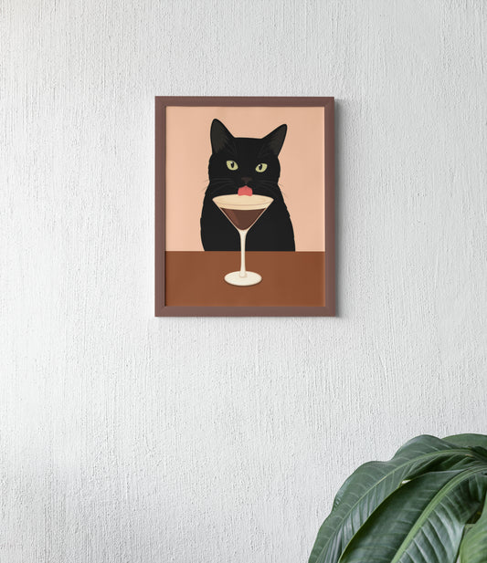 ESPRESSO MARTINI CAT POSTER IN BEIGE