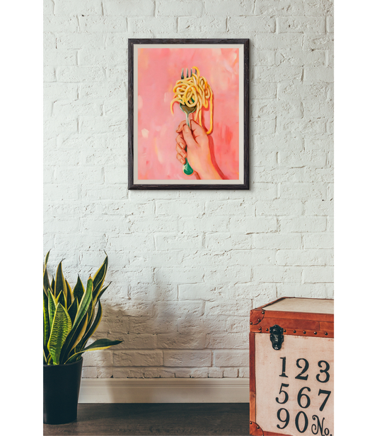 SPAGHETTI FORK POSTER IN ROSA-ROT