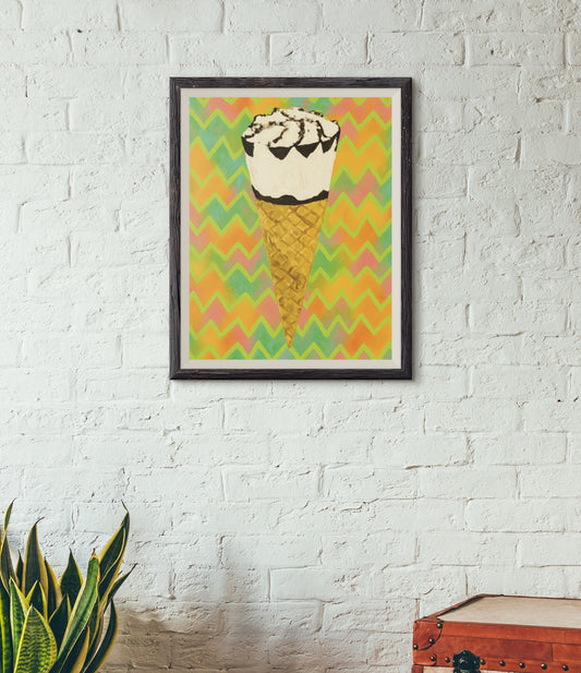 ICE CREAM POSTER IN GRÜN-ROT