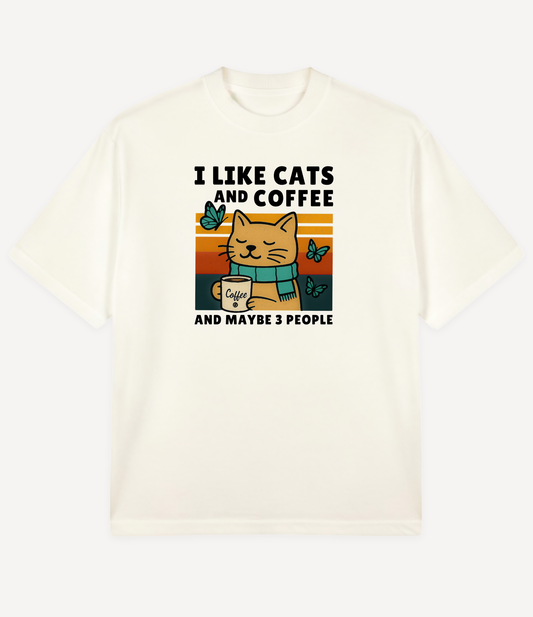 I LIKE CATS AND COFFEE OVERSIZED T-SHIRT