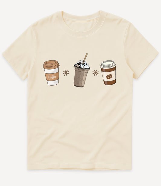 3 COFFEE CUPS T-SHIRT
