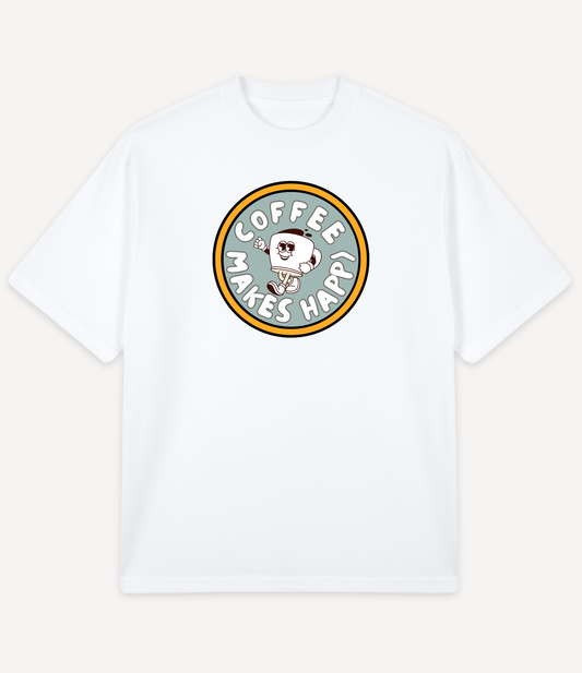 COFFEE MAKES HAPPY OVERSIZED T-SHIRT