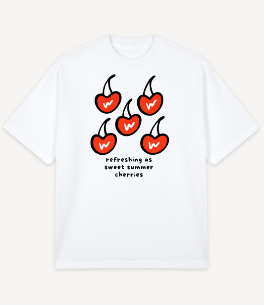 REFRESHING LIKE SUMMER CHERRIES OVERSIZED T-SHIRT
