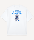 DRINK COFFEE BLUE OVERSIZED T-SHIRT - Image 1