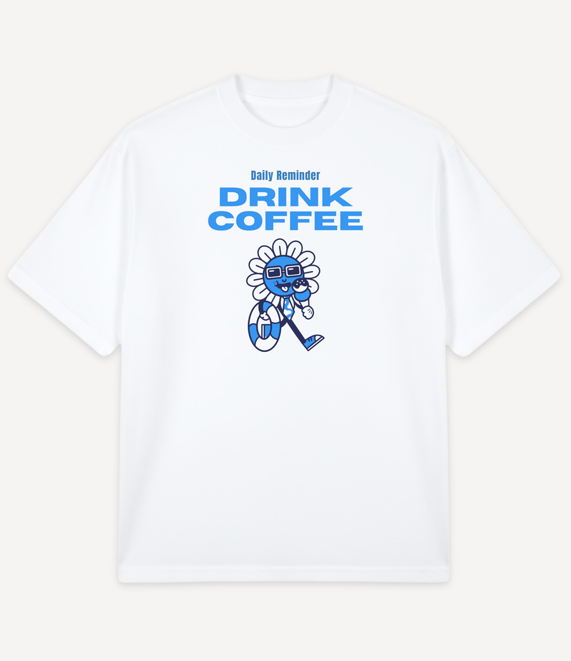 DRINK COFFEE BLUE OVERSIZED T-SHIRT