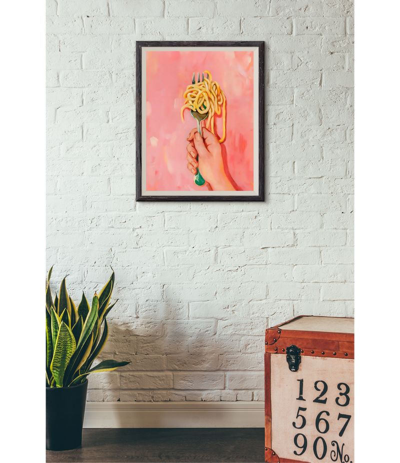 SPAGHETTI FORK POSTER IN ROSA-ROT