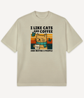 I LIKE CATS AND COFFEE OVERSIZED T-SHIRT - Image 3