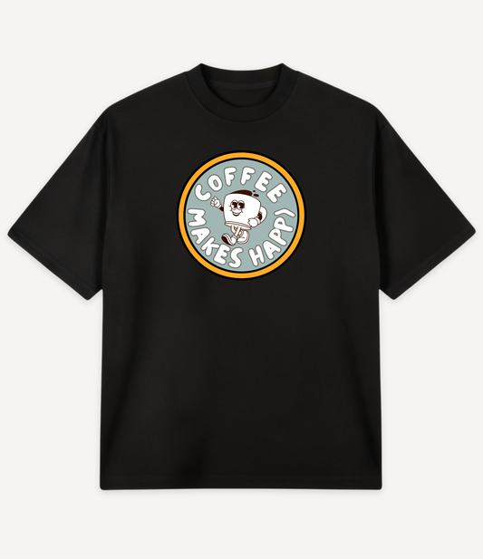 COFFEE MAKES HAPPY OVERSIZED T-SHIRT