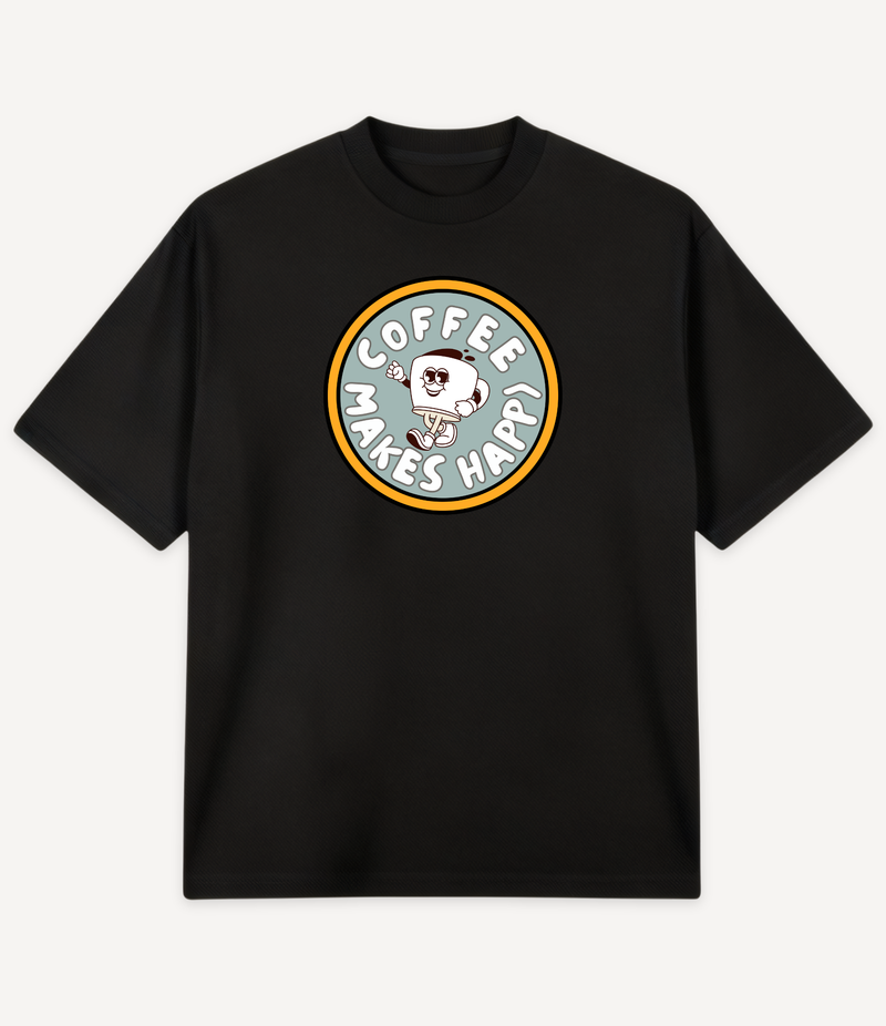 COFFEE MAKES HAPPY OVERSIZED T-SHIRT