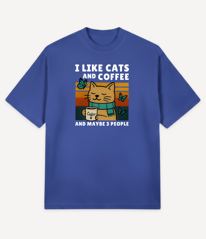 I LIKE CATS AND COFFEE OVERSIZED T-SHIRT