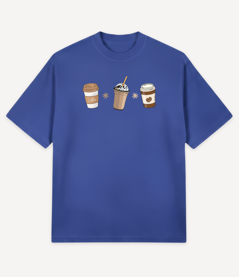 3 COFFEE CUPS OVERSIZED T-SHIRT