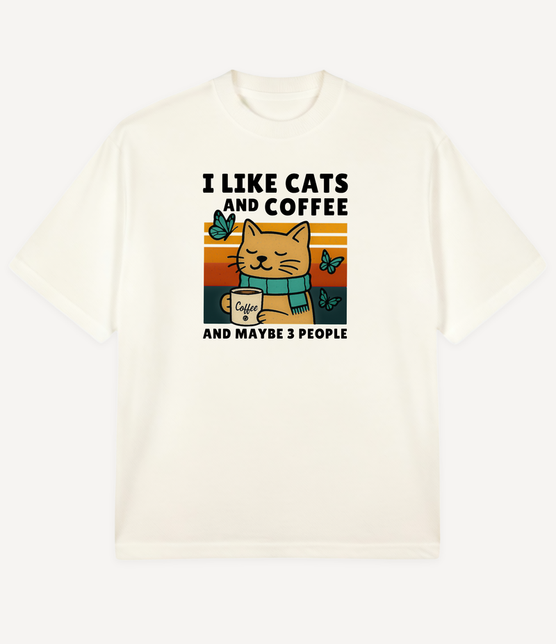I LIKE CATS AND COFFEE OVERSIZED T-SHIRT