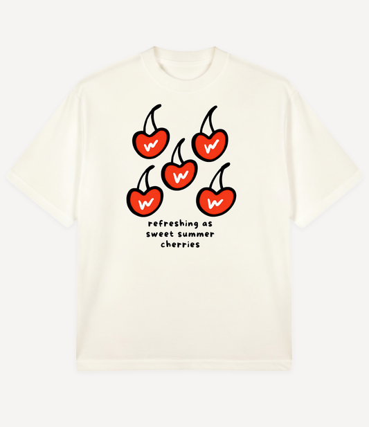 REFRESHING LIKE SUMMER CHERRIES OVERSIZED T-SHIRT