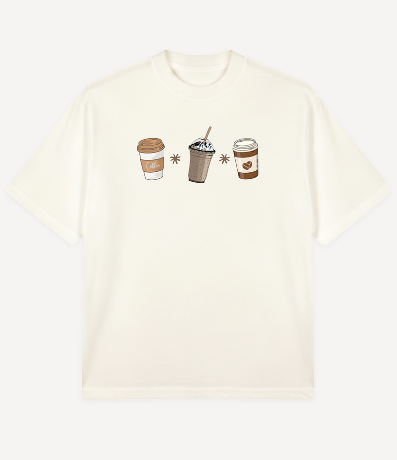 3 COFFEE CUPS OVERSIZED T-SHIRT