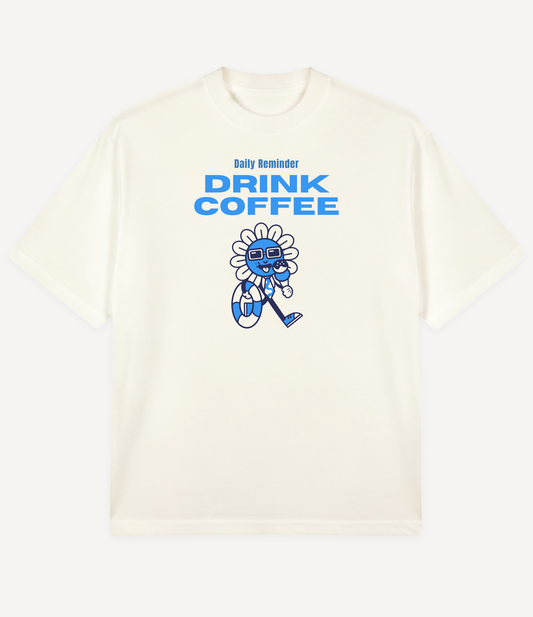 DRINK COFFEE BLUE OVERSIZED T-SHIRT