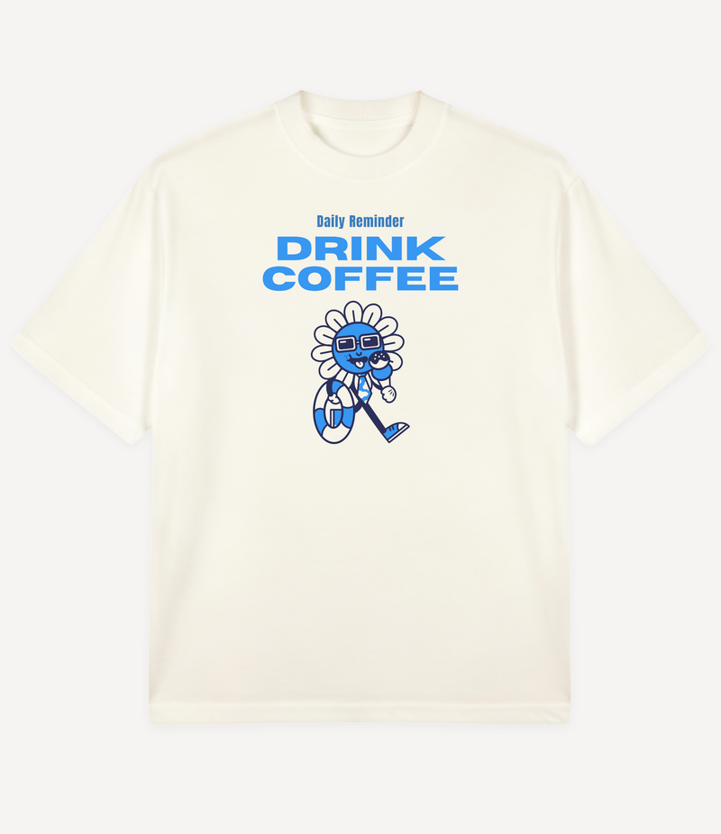 DRINK COFFEE BLUE OVERSIZED T-SHIRT