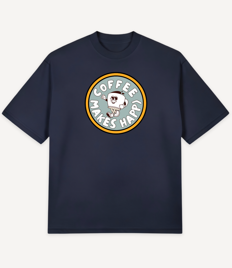 COFFEE MAKES HAPPY OVERSIZED T-SHIRT
