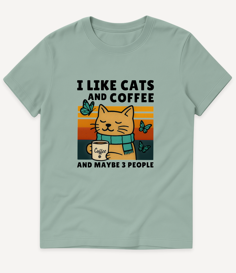 I LIKE CATS AND COFFEE T-SHIRT