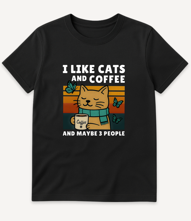 I LIKE CATS AND COFFEE T-SHIRT