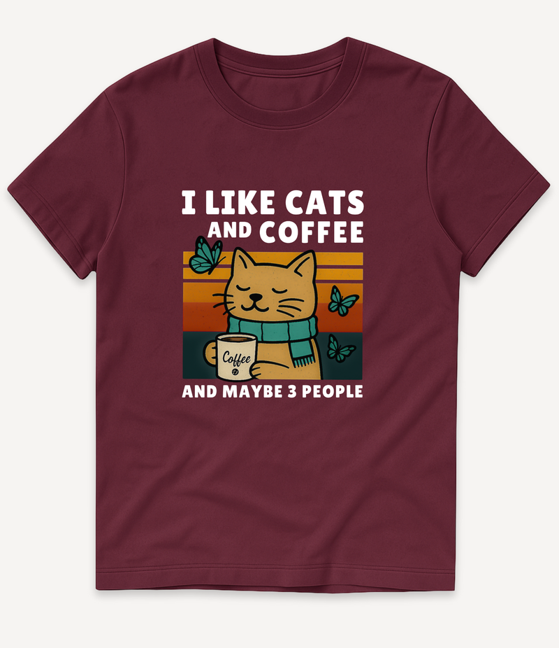 I LIKE CATS AND COFFEE T-SHIRT