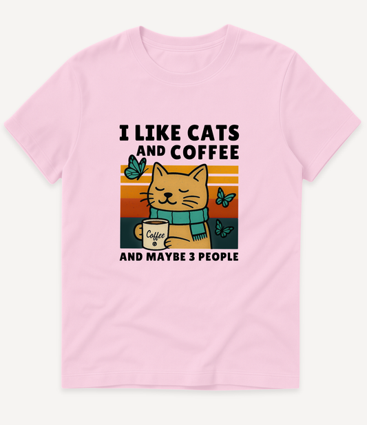 I LIKE CATS AND COFFEE T-SHIRT