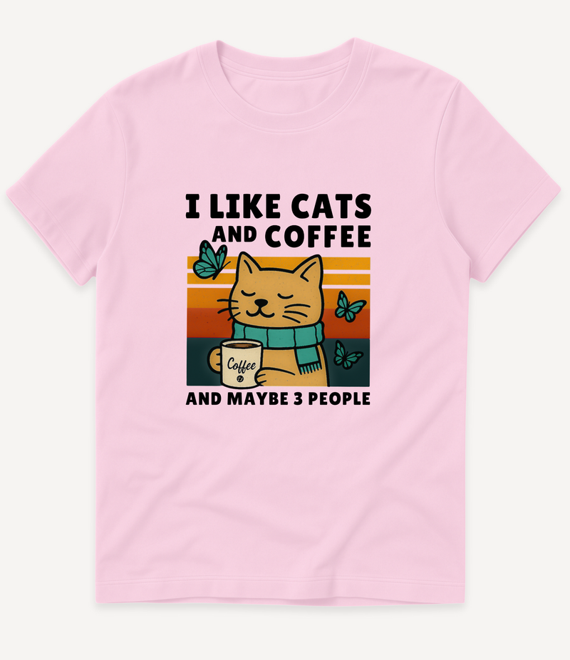 I LIKE CATS AND COFFEE T-SHIRT