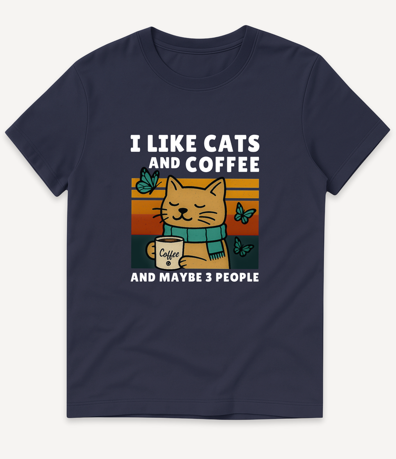 I LIKE CATS AND COFFEE T-SHIRT
