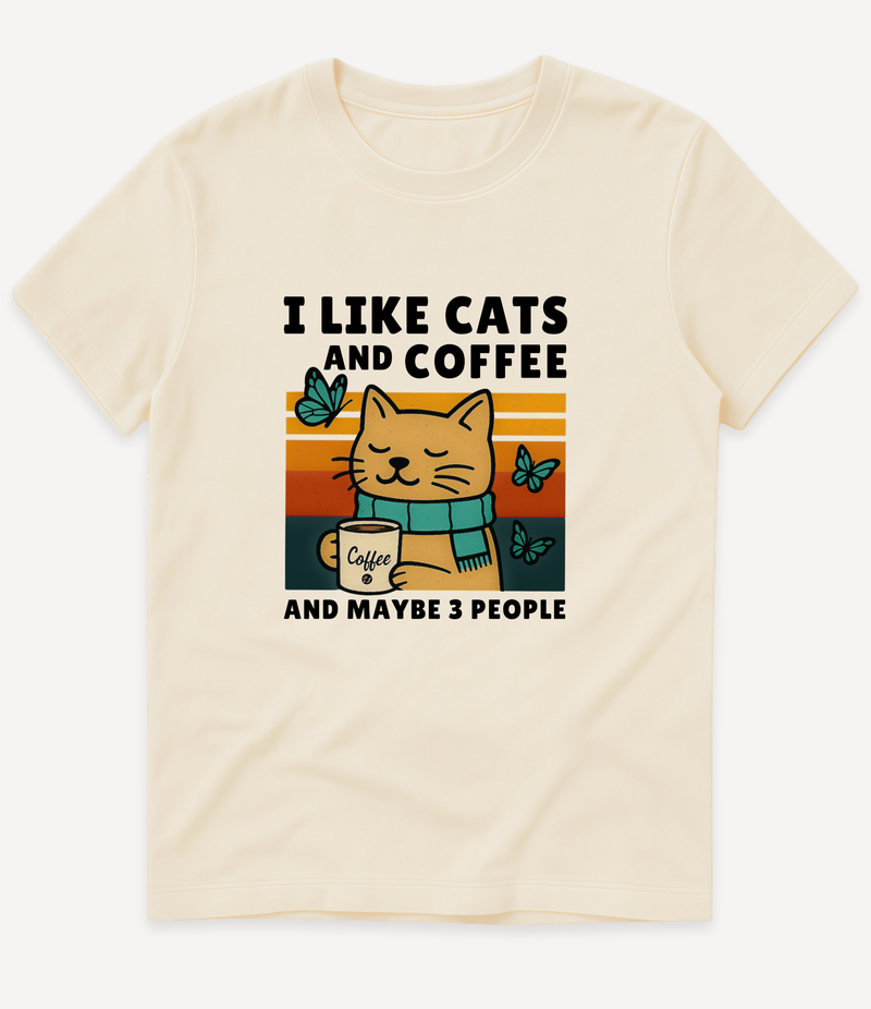 I LIKE CATS AND COFFEE T-SHIRT