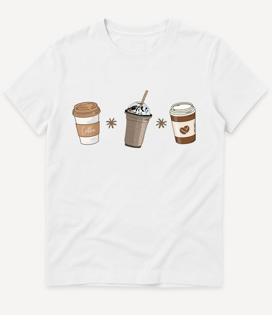 3 COFFEE CUPS T-SHIRT