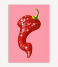 DANCING CHILLI PEPPER POSTER IN PINK - Image 1