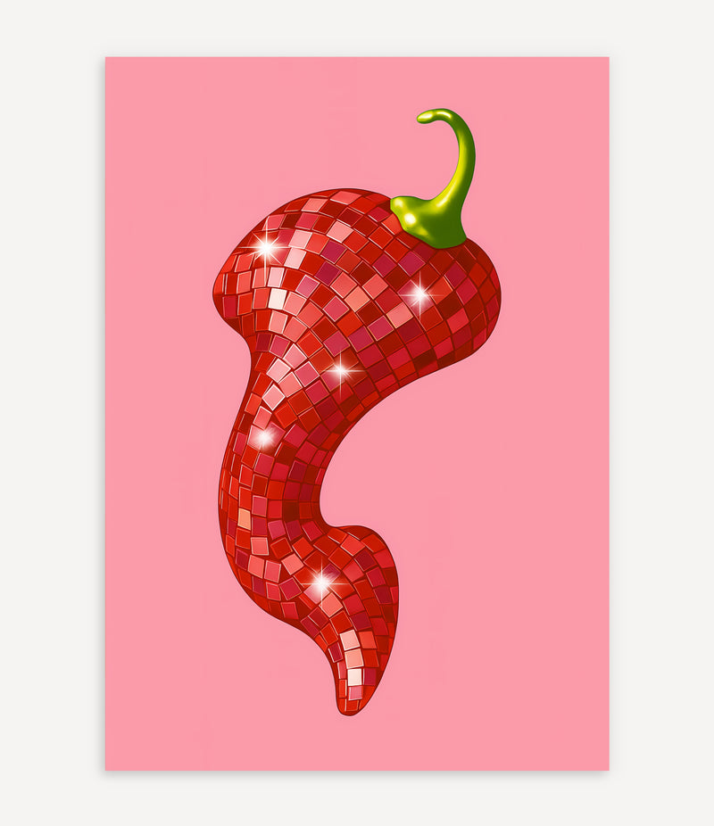 DANCING CHILLI PEPPER POSTER IN PINK