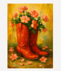 RED FLORAL BOOTS POSTER - Image 1