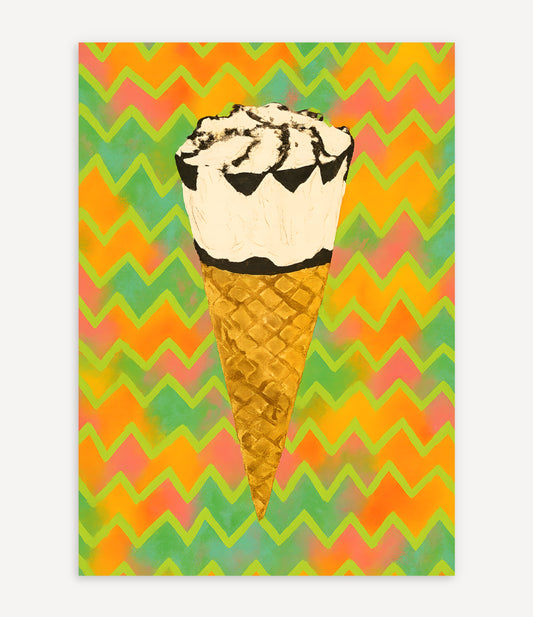 ICE CREAM POSTER IN GRÜN-ROT