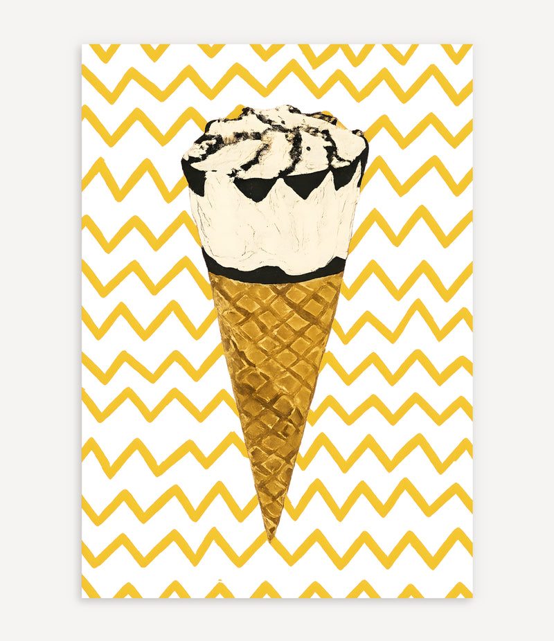 ICE CREAM POSTER IN WEIß-GOLD