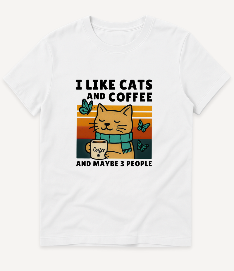 I LIKE CATS AND COFFEE T-SHIRT